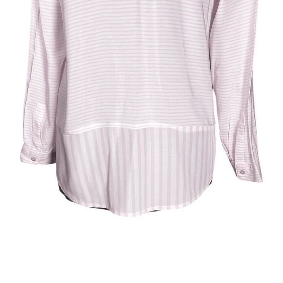 J. Jill Women's Shirt Button Up Pink White Striped V-Neck Blouse Tunic Top Small - Picture 8 of 9